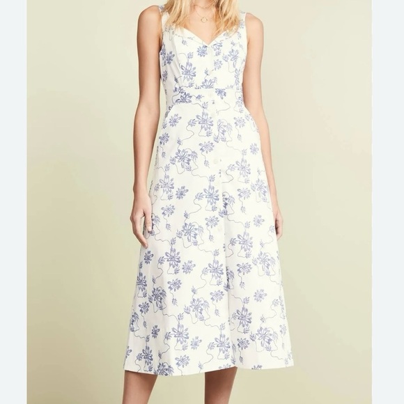 Equipment Femme Oleisa Blue Floral Button Down Dress - Picture 1 of 7